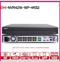Dahua DHI-NVR4216-16P-4KS2 16 Channel 1U 16PoE 4K & H.265 Lite Network Video Recorder