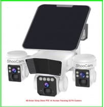 4G Solar 12mp 3 lens PTZ Ai Human Tracking CCTV Camera