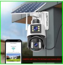 V380PRO 6MP Solar PTZ 4G Dual Lens Camera-White
