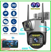 V380PRO 6MP Solar PTZ 4G Dual Lens Camera-Black